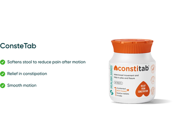 Key benefits of a Constetab tablet for relief in constipation associated with fissure