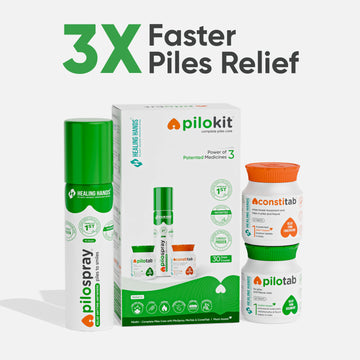 PiloKit Complete Piles Treatment Kit I 30 Days I PiloSpray + PiloTab + ConsteTab I India's 1st Patented