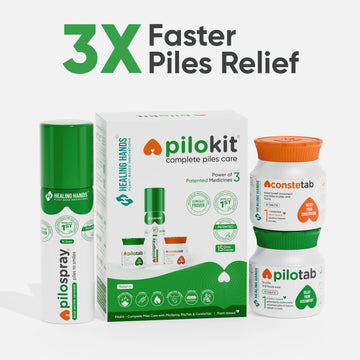 PiloKit Complete Piles Treatment Kit I 15 Days I PiloSpray + PiloTab + ConsteTab I India's 1st Patented