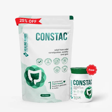 Constac Granules for Mild Constipation 500 g + Free Constac 100 g I India's 1st Patented