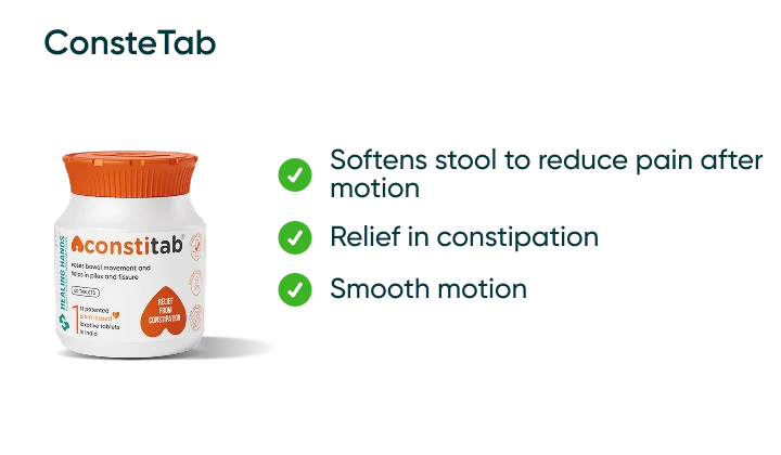 Key benefits of a Constetab tablet for relief in constipation associated with fissure