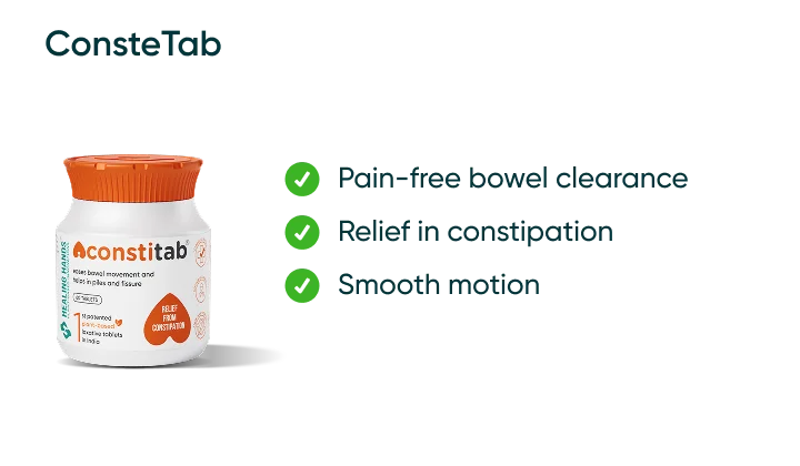 Key benefits of a Constetab tablet for relief in constipation associated with piles