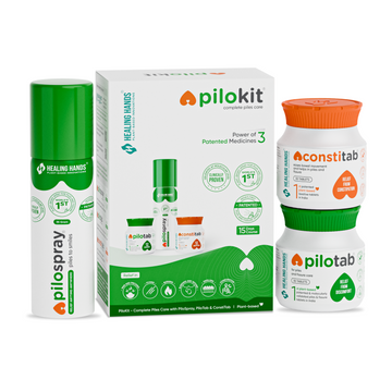 PiloKit Complete Piles Treatment Kit I 15 Days I PiloSpray + PiloTab + ConstiTab I India's 1st Patented