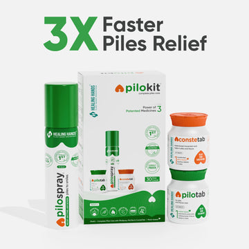 PiloKit Complete Piles Treatment Kit I 30 Days I PiloSpray + PiloTab + ConsteTab I India's 1st Patented